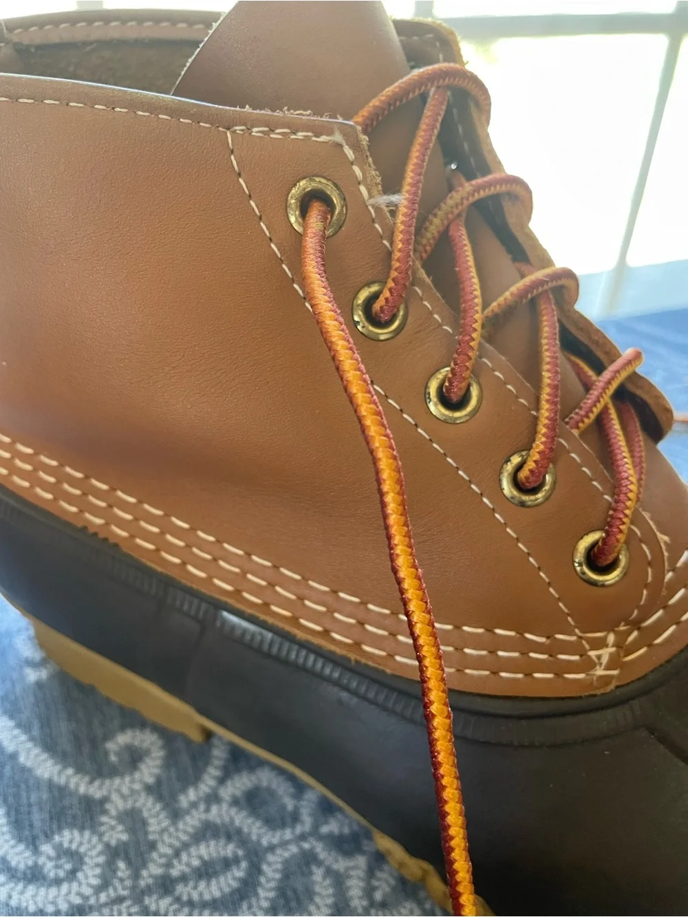 L.L. Bean Brown Leather and Dark Brown Rubber Lace-Up Duck Boots